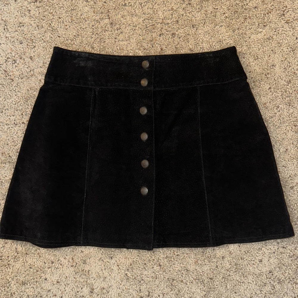 Via Max Leather Skirt
